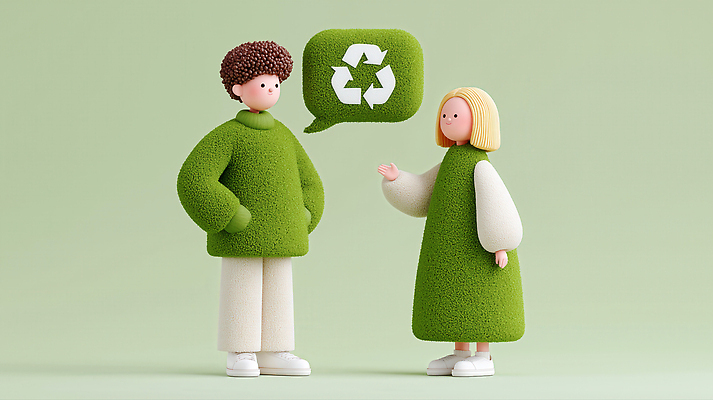 JPG 편집이미지 옷 상징 아이디어 3D캐릭터 대화 여러명 그래픽 초록색 환경 재활용 보호 친환경 제안 편집3D AI컴퓨터그래픽 AI콘텐츠 캐릭터 컬러 다수 컨셉 말하기 사람 3D 파일형식