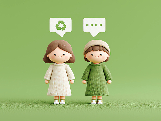 JPG 편집이미지 캐릭터 디자인 문화 어린이 백그라운드 3D캐릭터 대화 소녀 초록색 환경 재활용 친환경 소통 창의력 편집3D AI컴퓨터그래픽 AI콘텐츠 여자 컬러 컨셉 말하기 사람 3D 파일형식