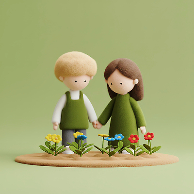 JPG 편집이미지 캐릭터 꽃밭 자연 협력 3D캐릭터 따뜻함 사랑 장식 정원 손잡기 봄 편안함 오브젝트 부드러움 동심 편집3D AI컴퓨터그래픽 AI콘텐츠 계절 꽃 감정 모션 3D 감각 생태계 파일형식