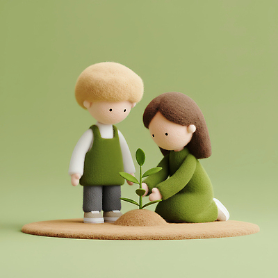 JPG 식물 편집이미지 캐릭터 교육 어린이 모션 자연 바닥 함께함 3D캐릭터 초록색 친구 환경 정원 성장 소중 심기 편집3D AI컴퓨터그래픽 AI콘텐츠 컬러 컨셉 관계 사람 3D 생태계 파일형식