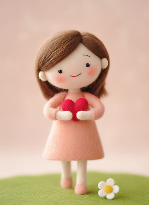 JPG 편집이미지 인형 분홍색 3D캐릭터 사랑 미소 소녀 귀여움 털실 포근함 오브젝트 조화 수예 아기자기 편집3D 양모펠트 AI컴퓨터그래픽 AI콘텐츠 캐릭터 여자 감정 어린이 컬러 컨셉 표정 취미 3D 감각 실 양모 펠트 파일형식