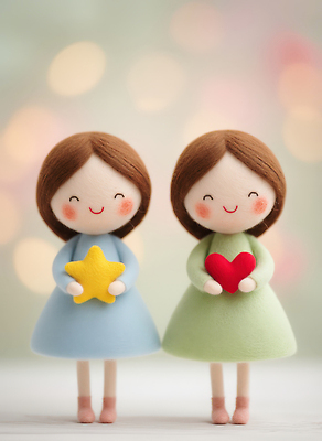 JPG 편집이미지 감정 별 인형 컬러 3D캐릭터 사랑 장식 친구 귀여움 하트 조화 솜씨 디지털아트 아기자기 편집3D 양모펠트 AI컴퓨터그래픽 AI콘텐츠 자연요소 모양 캐릭터 컨셉 관계 3D 양모 펠트 파일형식