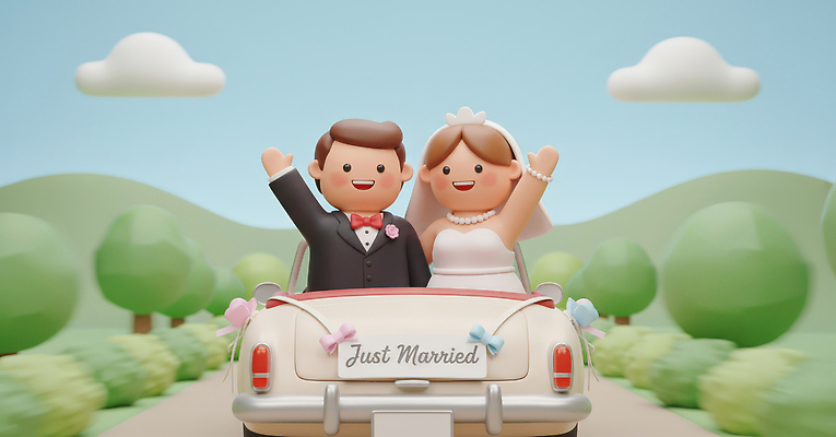 JPG 편집이미지 라이프스타일 행복 여행 결혼 신혼부부 자동차 결혼식 3D캐릭터 사랑 기쁨 축하 손흔들기 편집3D AI컴퓨터그래픽 AI콘텐츠 캐릭터 부부 감정 육상교통 컨셉 모션 이벤트 생활 3D 신혼 파일형식
