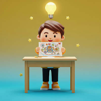 JPG 편집이미지 행복 별 어린이 전구 탁자 조명 아이디어 3D캐릭터 학습 그리기 즐거움 그림 상상력 창의력 편집3D AI컴퓨터그래픽 AI콘텐츠 자연요소 캐릭터 교육 감정 가구 컨셉 모션 사람 3D 파일형식