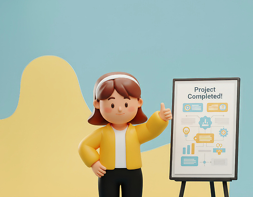 JPG 편집이미지 캐릭터 디자인 백그라운드 비즈니스 손가락 커뮤니케이션 알림판 3D캐릭터 파란색 노란색 엄지손가락 축하 발표 목표 완료 프로젝트 편집3D AI컴퓨터그래픽 AI콘텐츠 손 컬러 컨셉 3D 파일형식