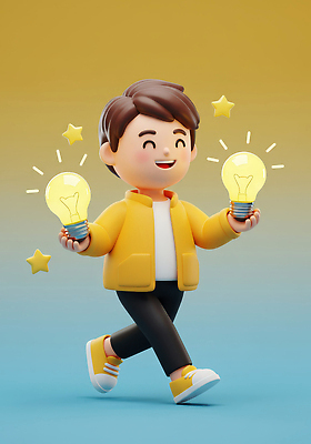JPG 편집이미지 행복 별 어린이 컬러 전구 모션 3D캐릭터 밝음 미소 소년 걷기 꿈 표현 즐거움 상상력 창의력 편집3D AI컴퓨터그래픽 AI콘텐츠 자연요소 캐릭터 남자 감정 표정 사람 3D 파일형식