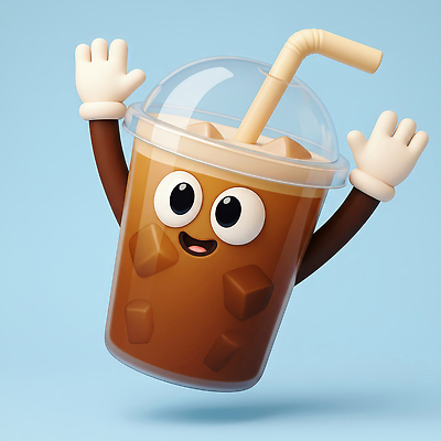 JPG 편집이미지 캐릭터 손 디자인 행복 음료 백그라운드 3D캐릭터 표정 장난감 귀여움 즐거움 아이스커피 아이스아메리카노 편집3D AI컴퓨터그래픽 AI콘텐츠 감정 커피 컨셉 신체부위 3D 아메리카노 파일형식