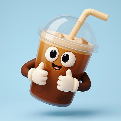JPG 편집이미지 캐릭터 디자인 커피 음료 3D캐릭터 표정 빨대 웃음 컵 파란색 귀여움 엄지손가락 산뜻 아이스아메리카노 편집3D AI컴퓨터그래픽 AI콘텐츠 식기 컬러 컨셉 손가락 3D 아메리카노 아이스커피 파일형식