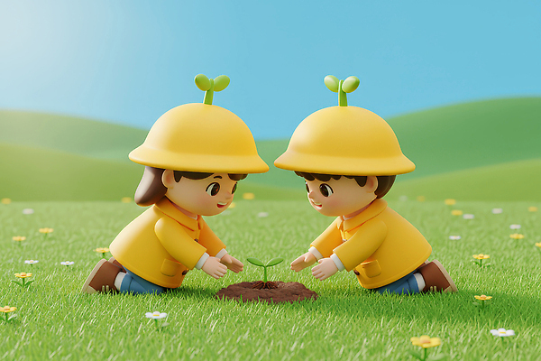 JPG 식물 편집이미지 어린이 자연 협력 함께함 3D캐릭터 초원 초록색 햇빛 환경 봄 유치원생 양손 성장 즐거움 실습 심기 편집3D AI컴퓨터그래픽 AI콘텐츠 캐릭터 손 계절 감정 컬러 컨셉 모션 사람 태양 3D 생태계 파일형식