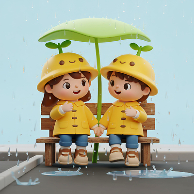 JPG 편집이미지 행복 어린이 벤치 우산 날씨 3D캐릭터 미소 친구 소풍 노란색 손잡기 유치원생 물방울 놀이터 어린이날 우비 편집3D AI컴퓨터그래픽 AI콘텐츠 캐릭터 옷 기념일 감정 컬러 의자 관계 모션 놀이 표정 사람 야외활동 3D 파일형식