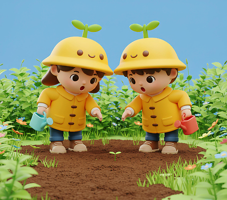 JPG 식물 편집이미지 교육 행복 어린이 자연 놀이 3D캐릭터 친구 정원 유치원생 물뿌리개 탐험 성장 호기심 동심 편집3D AI컴퓨터그래픽 AI콘텐츠 캐릭터 감정 컨셉 관계 사람 3D 생태계 파일형식