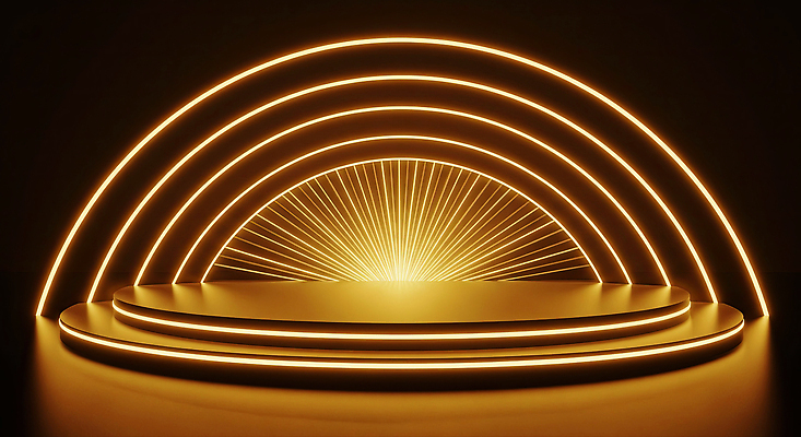 JPG 편집이미지 디자인 예술 컬러 패턴 조명 햇빛 공간 금색 무대 원형 설치미술 창의성 효과 이미지편집 AI컴퓨터그래픽 AI콘텐츠 도형 무늬 태양 파일형식