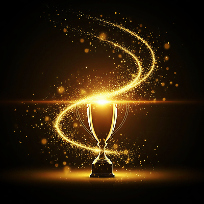 JPG 편집이미지 성공 기념 장식 빛 축제 경쟁 우승 분위기 우아함 결과 트로피 정중 이미지편집 AI컴퓨터그래픽 AI콘텐츠 컨셉 최고 상_우승 파일형식