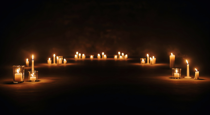 JPG 편집이미지 감정 촛불 휴식 조명 장식 빛 평화 고요 분위기 저녁 명상 조용 추모 차분 편집실사 AI포토 AI콘텐츠 컨셉 초 야간 CG 파일형식