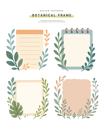 식물 디자인 꽃 컬러 백그라운드 잎 일러스트 자연 프레임 그래픽 장식 자료 창작 스타일 벡터 아기자기 국내일러스트 AI파일 컨셉 생태계 파일형식