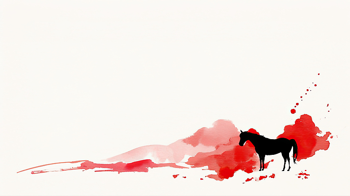 JPG 동물 디자인 감정 실루엣 예술 컬러 백그라운드 일러스트 빨간색 검은색 물감 표현 말_게임 그림 작품 강렬 색채 창의성 창작 국내일러스트 붉은말 AI일러스트 AI콘텐츠 촬영기법 미술 미술도구 말_동물 파일형식