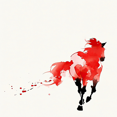 JPG 모양 동물 디자인 감정 예술 일러스트 모션 생명 추상 수채화 빨간색 달리기 에너지 자유 표현 말_게임 그림 색감 창의성 스플래쉬 국내일러스트 붉은말 AI일러스트 AI콘텐츠 컬러 컨셉 무늬 말_동물 파일형식