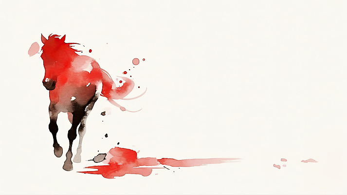 JPG 동물 디자인 예술 컬러 일러스트 모션 수채화 잉크 뒷모습 빨간색 운동 힘 자유 표현 말_게임 그림 단순화된 창의력 국내일러스트 붉은말 AI일러스트 AI콘텐츠 뷰포인트 컨셉 건강 말_동물 파일형식