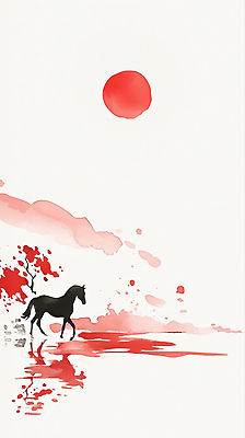 JPG 꽃 예술 컬러 일러스트 자연 생명 수채화 미술 풍경 초원 태양 걷기 고요 수면 분위기 강가 오브젝트 뷰티풀 국내일러스트 붉은말 AI일러스트 AI콘텐츠 자연요소 식물 컨셉 모션 문화예술 물 강 말_동물 생태계 파일형식