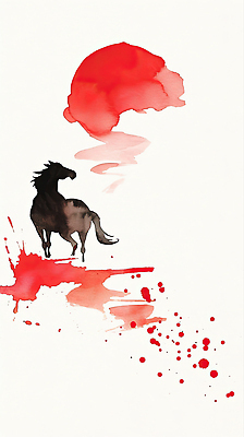 JPG 동물 감정 예술 컬러 백그라운드 일러스트 자연 수채화 회화 사람 풍경 말_게임 그림 작품 한국화 조화 창의력 국내일러스트 붉은말 AI일러스트 AI콘텐츠 말하기 미술 말_동물 동양화 생태계 파일형식