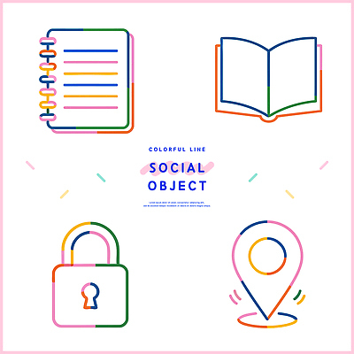 아이콘 디자인 선 상징 컬러 자물쇠 관리 그래픽 책 디지털 공책 정보 보안 심플 위치 창의성 2D아이콘 AI파일 문구용품 안전 파일형식 벡터