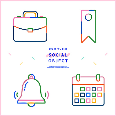 아이콘 디자인 예술 컬러 가방 일상 그래픽 사무실 사각형 사무용품 달력 색칠 원형 오브젝트 모던 북마크 소셜 창의성 벡터 2D아이콘 AI파일 도형 잡화 비즈니스 문구용품 라이프 파일형식