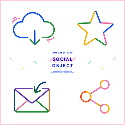아이콘 디자인 별 선 상징 컬러 통신 그래픽 디지털 표현 편지 모던 그림 공유 클라우드서비스 소통 소셜미디어 2D아이콘 AI파일 자연요소 컨셉 서비스 파일형식 벡터