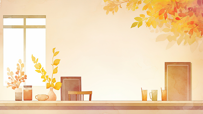 JPG 식물 디자인 백그라운드 단풍 일러스트 창문 자연 탁자 나뭇잎 잔 주택 실내 따뜻함 장식 빛 인테리어 가을 분위기 편안함 오브젝트 색감 국내일러스트 AI일러스트 AI콘텐츠 식기 계절 가구 컨셉 잎 내부 건물 감각 생태계 파일형식