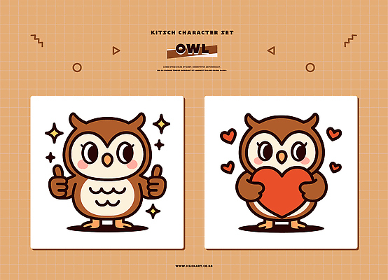 동물 캐릭터 디자인 감정 문화 예술 컬러 일러스트 따뜻함 사랑 친구 세트 귀여움 표현 그림 부엉이 긍정적 키치 일러캐릭터 AI파일 컨셉 관계 조류 파일형식 벡터