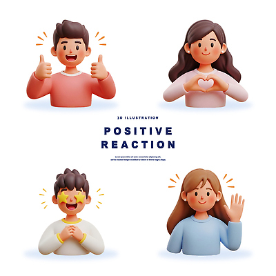 PSD 편집이미지 행복 감정 포즈 3D캐릭터 사랑 미소 사람 친구 3D 기쁨 표현 즐거움 긍정 소통 긍정적 반응 편집3D 캐릭터 컨셉 관계 표정 디지털합성 파일형식