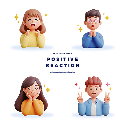 PSD 편집이미지 캐릭터 디자인 행복 감정 포즈 3D캐릭터 표정 그래픽 놀람 표현 즐거움 긍정 긍정적 창의성 편집3D 컨셉 3D 파일형식