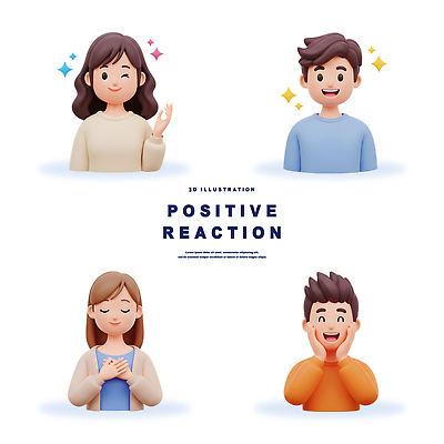 PSD 편집이미지 캐릭터 디자인 행복 감정 3D캐릭터 웃음 사람 손짓 3D 기쁨 표현 긍정 긍정적 반응 편집3D 컨셉 모션 표정 디지털합성 파일형식