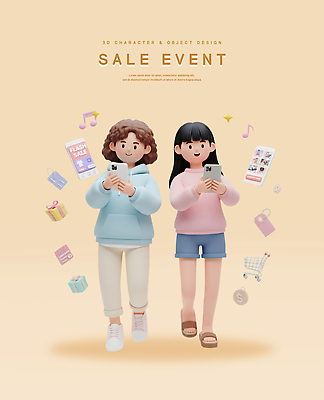 PSD 편집이미지 캐릭터 디자인 문화 3D캐릭터 이벤트 스마트폰 쇼핑 세일 디지털 상품 즐거움 팬시 소통 편집3D 감정 컨셉 핸드폰 스마트기기 3D 파일형식