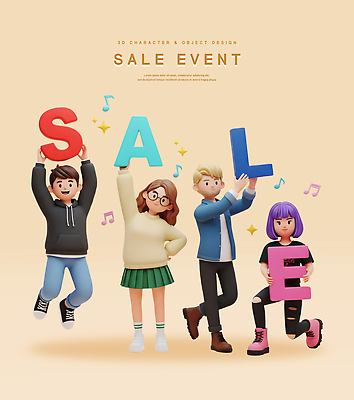 PSD 편집이미지 문자 캐릭터 디자인 어린이 백그라운드 모션 3D캐릭터 이벤트 여러명 3D 세일 춤 즐거움 편집3D 감정 다수 문화예술 사람 디지털합성 파일형식