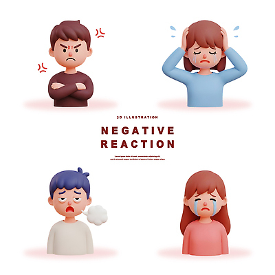 PSD 편집이미지 캐릭터 디자인 감정 스트레스 3D캐릭터 미소 3D 슬픔 분노 표현 찡그림 모던 반응 부정 부정적 편집3D 표정 디지털합성 파일형식