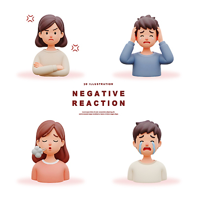 PSD 편집이미지 감정 스트레스 3D캐릭터 사람 세계 슬픔 분노 표현 불안 반응 부정 부정적 우울감 편집3D 캐릭터 3D 파일형식