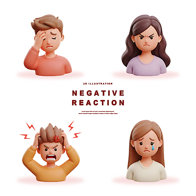 PSD 편집이미지 캐릭터 감정 스트레스 3D캐릭터 고통 슬픔 분노 마음 불안 고민 심리 반응 부정 부정적 편집3D 3D 파일형식