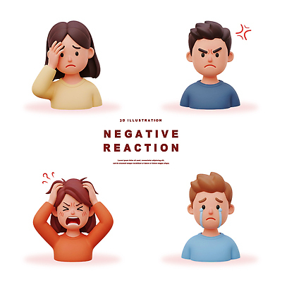 PSD 편집이미지 캐릭터 디자인 감정 스트레스 3D캐릭터 표정 사람 3D 슬픔 분노 반응 부정 부정적 편집3D 디지털합성 파일형식