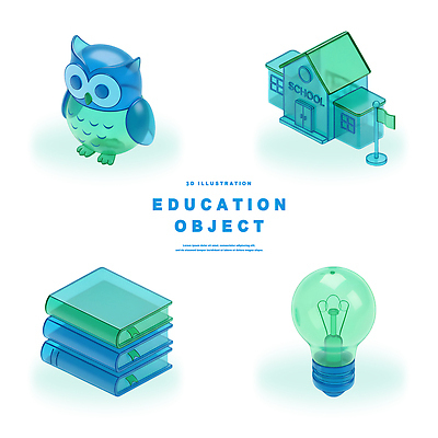 PSD 편집이미지 학생 교육 컬러 전구 교실 학교 실험 책 학습 3D 교양 오브젝트 부엉이 창의성 편집3D 조류 디지털합성 파일형식