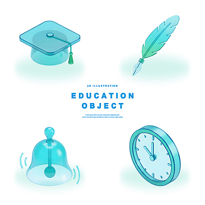 PSD 편집이미지 디자인 교육 시계 학사모 학습 펜 3D 종 도구 즐거움 편집3D 모자_잡화 감정 졸업 필기구 디지털합성 파일형식