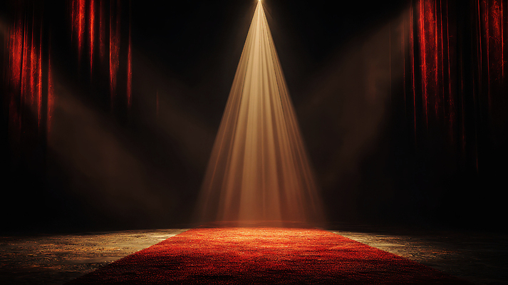 JPG 편집이미지 예술 조명 카펫 공연 무대 분위기 극장 공연장 준비 드라마 스포트라이트 연극 순간 이미지편집 AI컴퓨터그래픽 AI콘텐츠 컨셉 문화예술 이벤트 파일형식