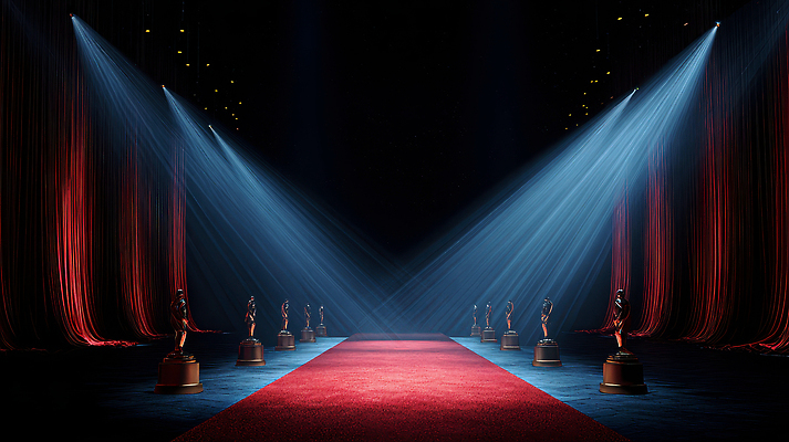 JPG 편집이미지 디자인 예술 야경 조명 이벤트 조각상 축제 공연 무대 분위기 중앙 준비 드라마 스포트라이트 레드카펫 연극 이미지편집 AI컴퓨터그래픽 AI콘텐츠 컨셉 문화예술 조형물 야간 파일형식 풍경_경치