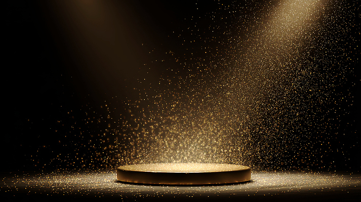 JPG 편집이미지 예술 조명 빛 금색 무대 화려 분위기 황금 입자 신비 장면 스포트라이트 효과 이미지편집 AI컴퓨터그래픽 AI콘텐츠 컬러 컨셉 파일형식