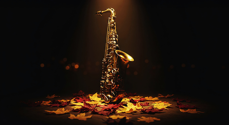 JPG 편집이미지 예술 악기 음악 컬러 낙엽 연주 조명 소리 공연 가을 분위기 색소폰 감성 이미지편집 AI컴퓨터그래픽 AI콘텐츠 계절 컨셉 잎 문화예술 이벤트 목관악기 파일형식