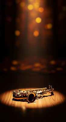 JPG 편집이미지 감정 예술 악기 음악 연주 조명 바닥 소리 고요 공연 금색 가을 분위기 색소폰 이미지편집 AI컴퓨터그래픽 AI콘텐츠 계절 컬러 컨셉 문화예술 이벤트 목관악기 파일형식