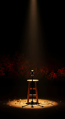 JPG 편집이미지 예술 조명 창조 공연 무대 가을 대기 분위기 군중 공연장 집중 마이크 준비 스툴 이미지편집 AI컴퓨터그래픽 AI콘텐츠 계절 음향기기 컨셉 의자 사람 이벤트 극장 파일형식