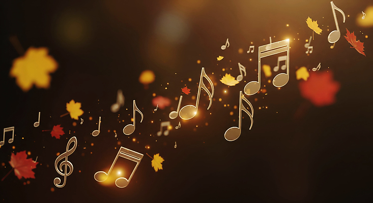 JPG 편집이미지 물결 음악 컬러 잎 노래 자연 빛 공책 소리 금색 가을 분위기 뷰티풀 상상력 창의성 이미지편집 AI컴퓨터그래픽 AI콘텐츠 식물 계절 컨셉 문화예술 문구용품 생태계 파일형식