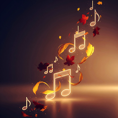 JPG 편집이미지 감정 여유 음악 낙엽 자연 풍경 가을 조화 멜로디 뷰티풀 색감 환상 이미지편집 AI컴퓨터그래픽 AI콘텐츠 계절 컨셉 잎 문화예술 생태계 파일형식