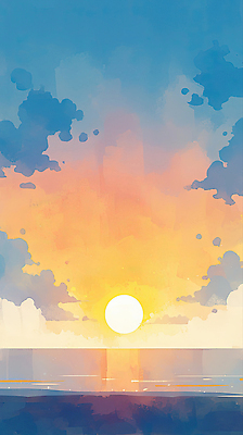 JPG 여유 예술 바다 컬러 일러스트 자연 하늘 풍경 빛 태양 평화 일출 일몰 변화 저녁 편안함 묘사 그림 뷰티풀 수평선 국내일러스트 AI일러스트 AI콘텐츠 자연요소 감정 컨셉 노을 감각 야간 생태계 파일형식