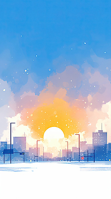 JPG 공원 길 겨울 일러스트 자연 하늘 아침 따뜻함 풍경 건물 빛 태양 일출 고요 도시 차가움 일과 기온 오후 국내일러스트 AI일러스트 AI콘텐츠 주간 자연요소 건축물 계절 공공시설 날씨 노을 생태계 파일형식